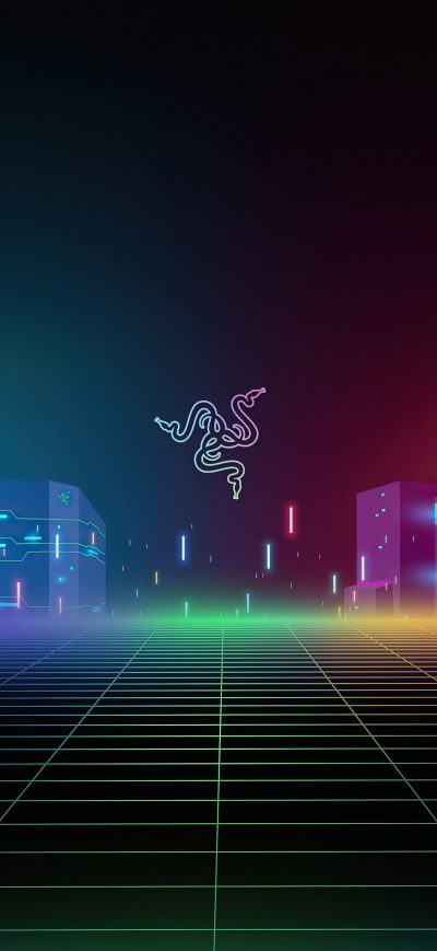 Fond d'écran iPhone Razer Buildings Logo Illustration 5k