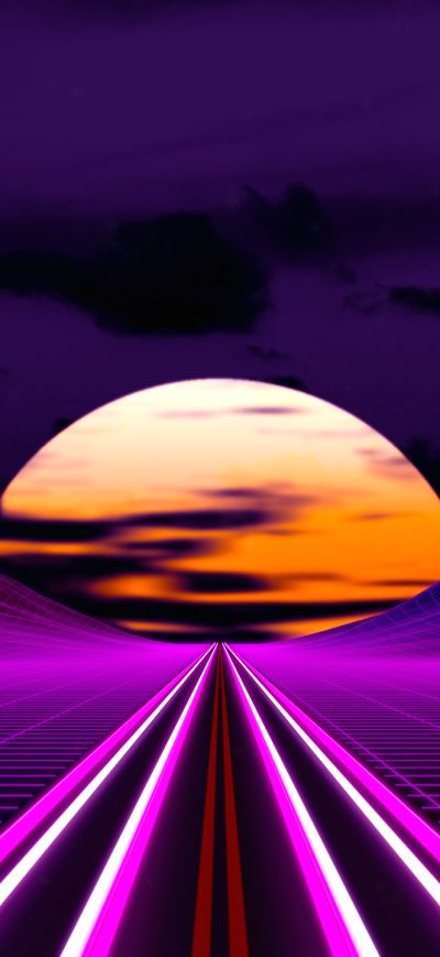 Fond d'écran iPhone Retro Outrun Road 4k