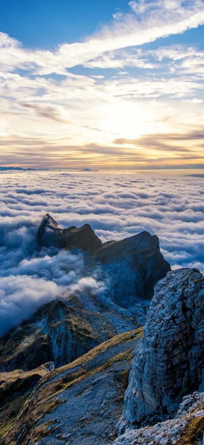 Fond d'écran iPhone Saentis Mountains Clouds View From Top 4k