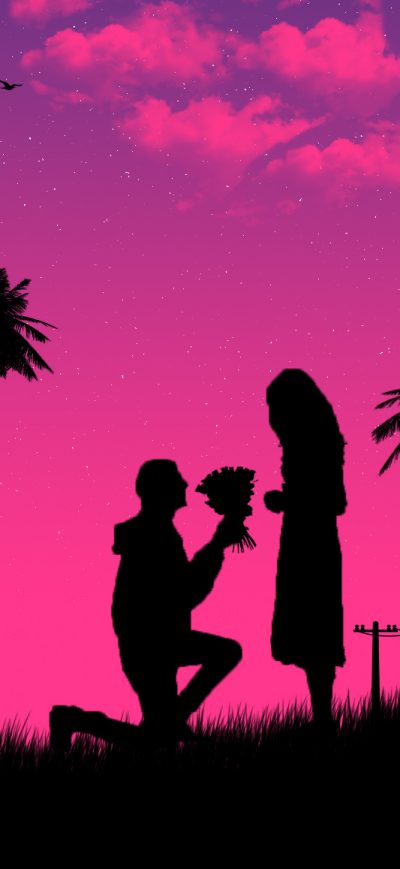 Fond d'écran iPhone Boy Kneeling Down Giving Flowers To Girl