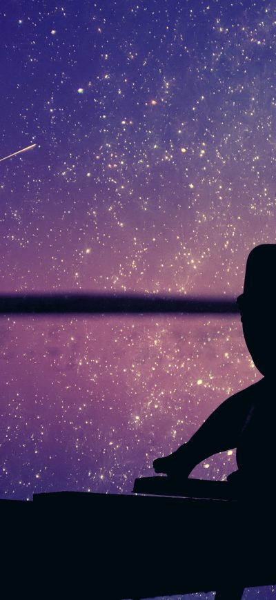 Fond d'écran iPhone Woman Silhouette Background Sunset Stars 4k 5k