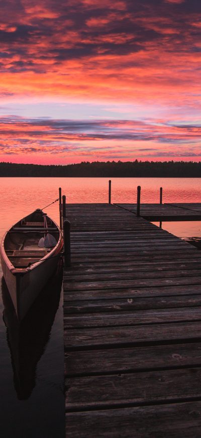 Fond d'écran iPhone Boat Dock Sunrise 5k