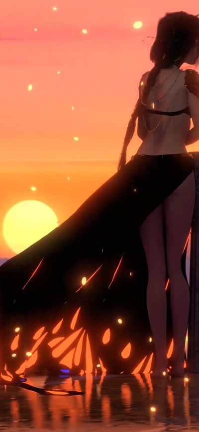 Fond d'écran iPhone Wlop Anime Girl Sunset 4k