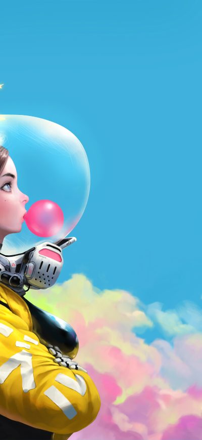 Fond d'écran iPhone Bubble Gum Space Girl 8k