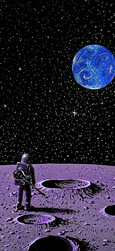 Fond d'écran iPhone Astronaut Guitar Moon