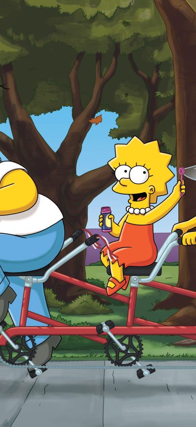 Fond d'écran iPhone Homer Marge Bart Lisa The Simpsons Family 4k 5k