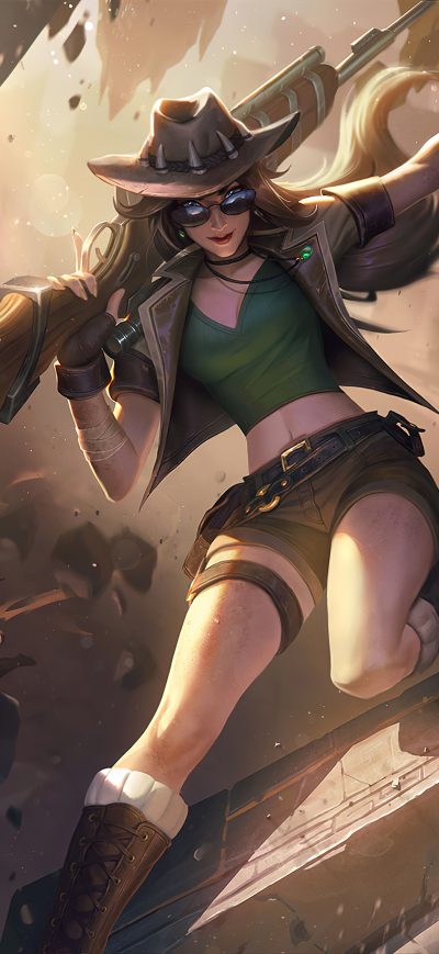 Fond d'écran iPhone Caitlyn League Of Legends Riot 8k