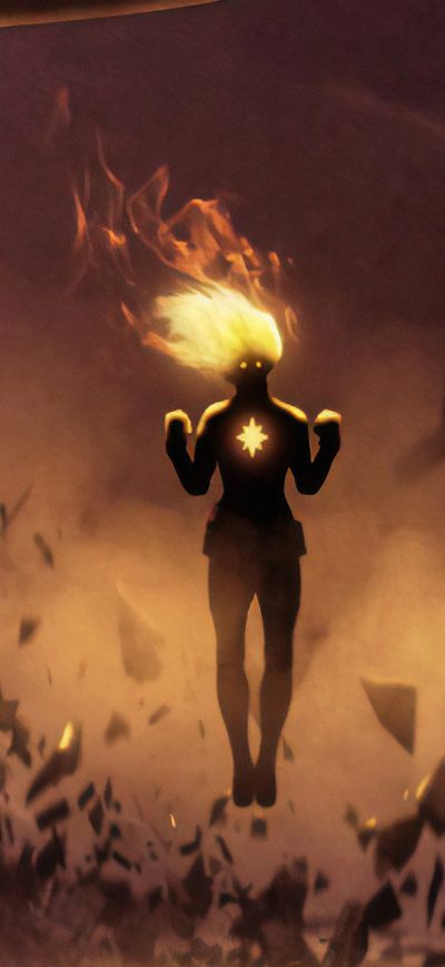Fond d'écran iPhone Captain Marvel On Fire