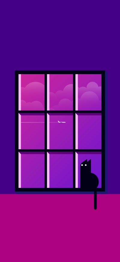 Fond d'écran iPhone Cat Sitting Window Minimal 8k