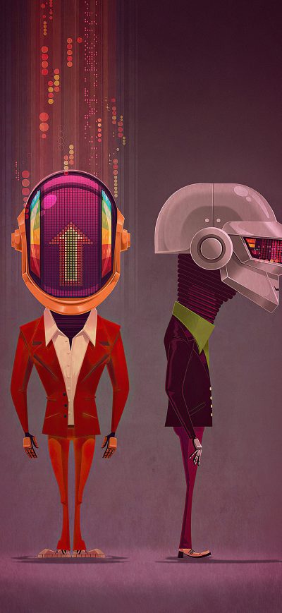 Fond d'écran iPhone Daft Punk Robotic 4k