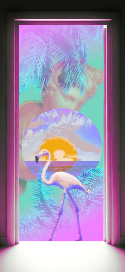 Fond d'écran iPhone Flamingo Vaporwave 4k