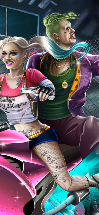 Fond d'écran Harley Quinn And Joker 4k sur iPhone