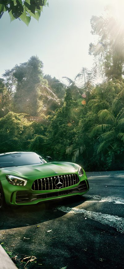 Fond d'écran iPhone 2022 Green Mercedes Amg Gtr 4k
