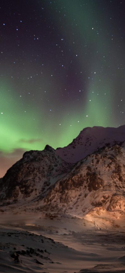Fond d'écran iPhone Northern Lights Lofoten Norway 5k