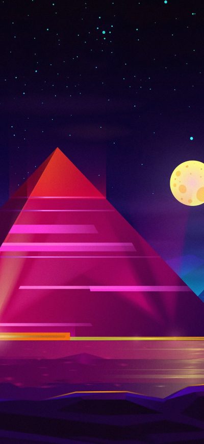Fond d'écran iPhone Pyramid Colorful Neon 4k