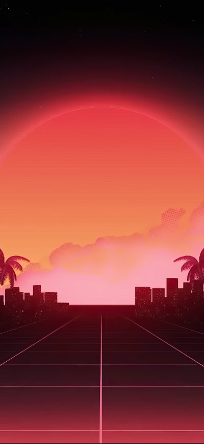 Fond d'écran iPhone Retrowave Road To City 4k