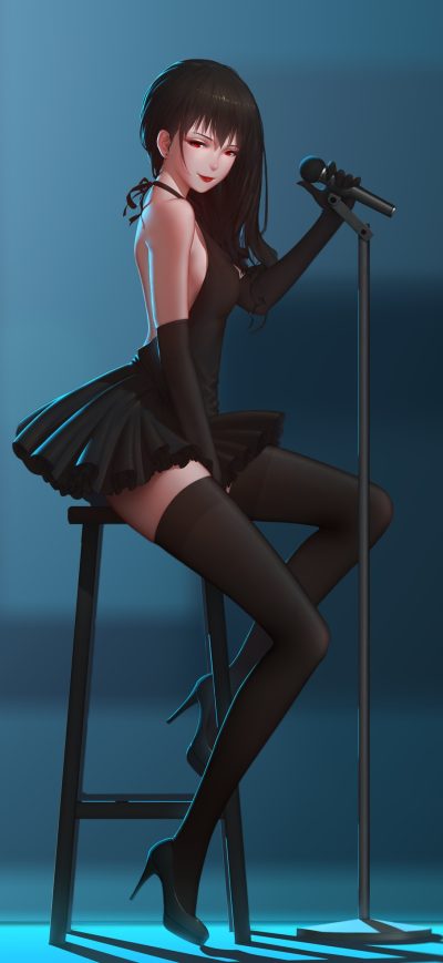 Fond d'écran iPhone Anime Girl Singing Chair Microphone
