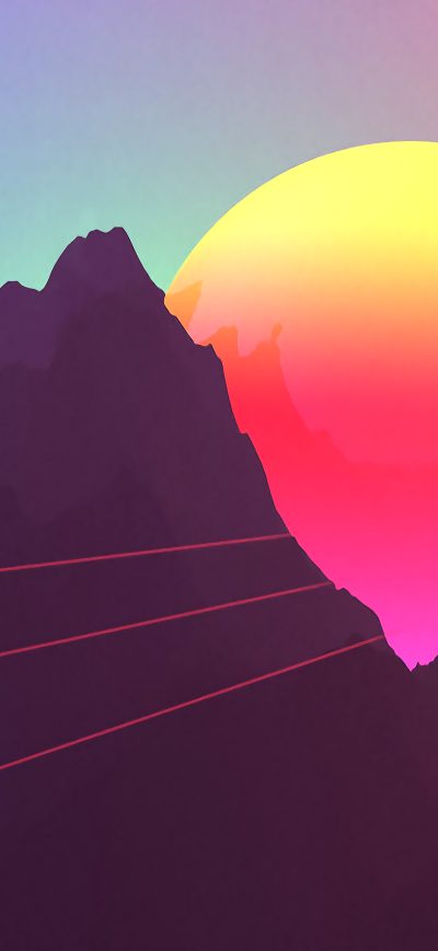 Fond d'écran iPhone Retrowave 3 Dimensional Artwork Neon Oceanchrome