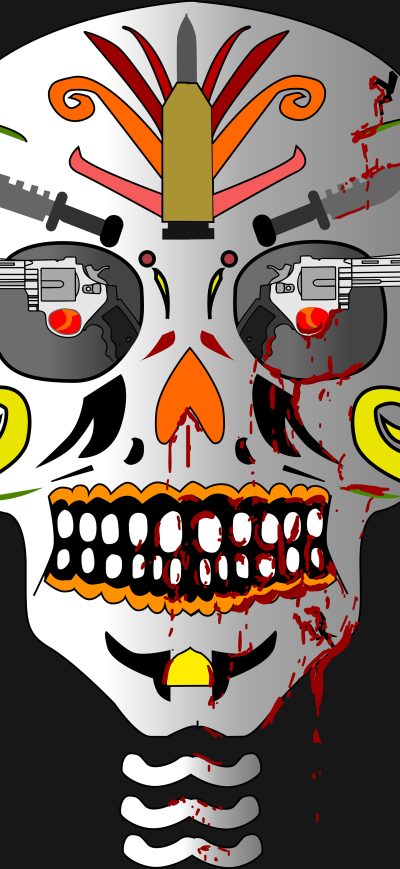 Fond d'écran iPhone Skull And Gun Art 8k
