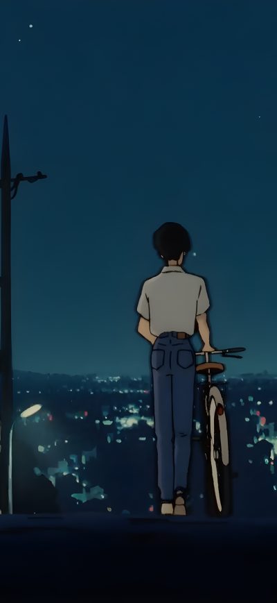 Fond d'écran iPhone Anime Couple With Bicycle 5k