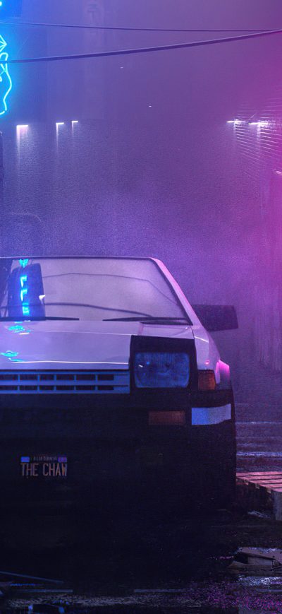 Fond d'écran iPhone Neon Night Pop Up Headlights 5k