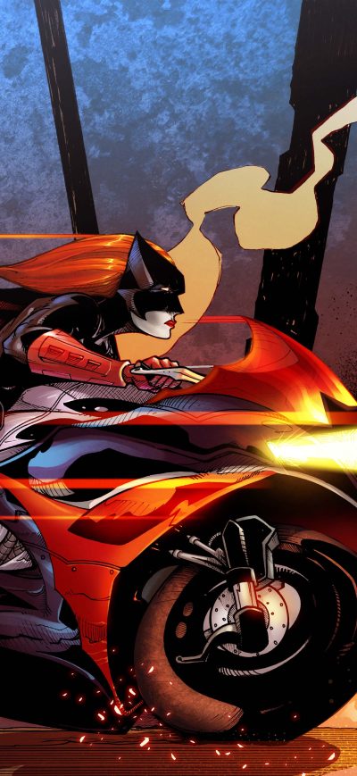 Fond d'écran iPhone Batwoman Driving Bike 5k Artwork