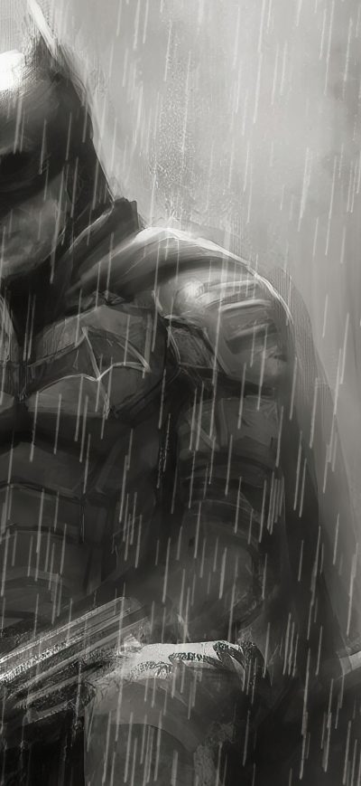 Fond d'écran iPhone Batman With Bike Raining Monochrome