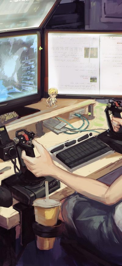 Fond d'écran Anime Gamer Girl sur iPhone