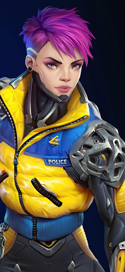 Fond d'écran iPhone Cyberpunk Cop Girl 8k