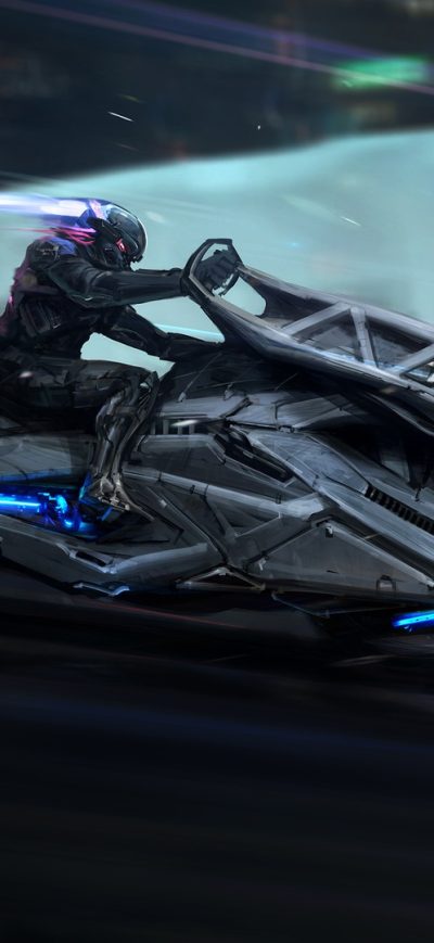 Fond d'écran iPhone Cyberpunk Bike Scifi Art