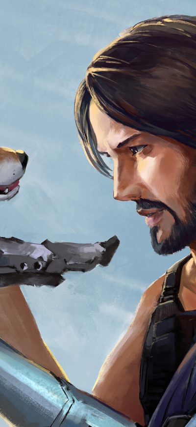 Fond d'écran iPhone Keanu Reeves Dog In Cyberpunk 2077