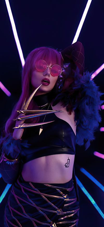 Fond d'écran iPhone Evelynn KDA Lol Cosplay 4k