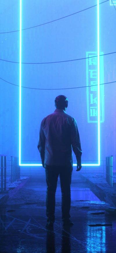 Fond d'écran iPhone Neon Door 4k