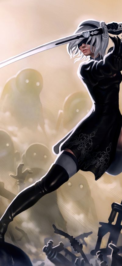 Fond d'écran iPhone Nier Automata Warrior