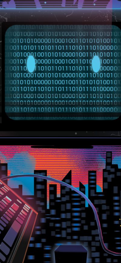 Fond d'écran iPhone Computer Retrowave