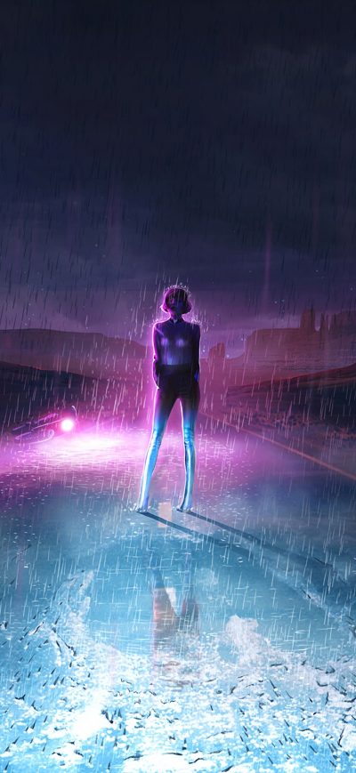 Fond d'écran iPhone Neon Dark Sky Road 4k