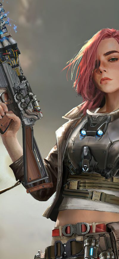 Fond d'écran iPhone Solider Girl With Gun Scifi 4k