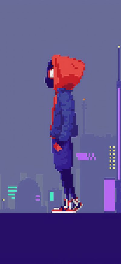 Fond d'écran iPhone Miles Morales Pixel Art