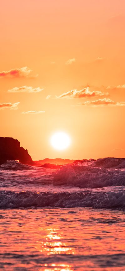 Fond d'écran iPhone Waves Ocean Sunset 4k