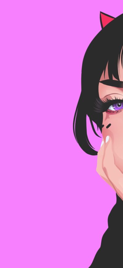 Fond d'écran Girl Artwork Pink sur iPhone