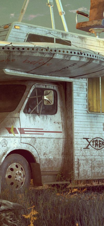 Fond d'écran No Man Has Gone Before Mini Van Bus 4k sur iPhone