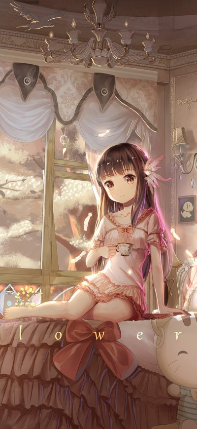 Fond d'écran iPhone Anime Girl Flowers