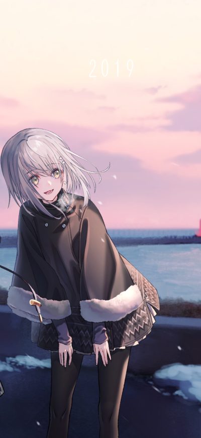 Fond d'écran iPhone Anime Girls Bicycle Outdoors Snow