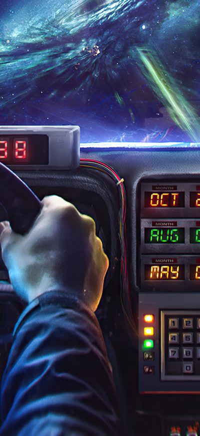 Fond d'écran iPhone Back To The Future Delorean Interior Time Machine 5k