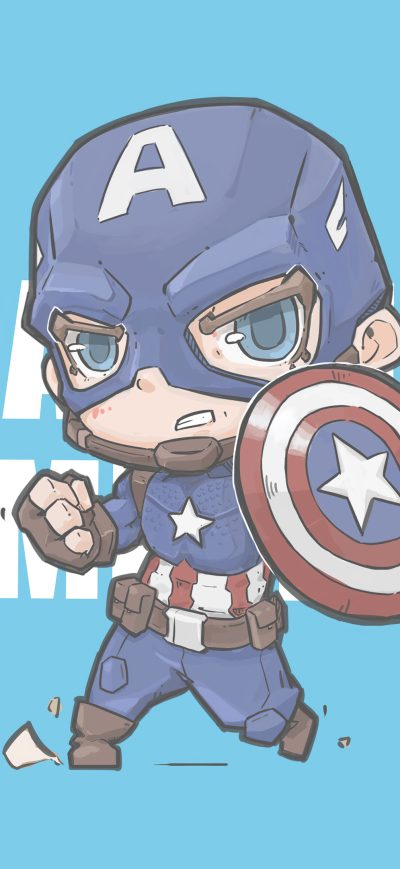 Fond d'écran iPhone Captain America Minimal Chibbi 4k