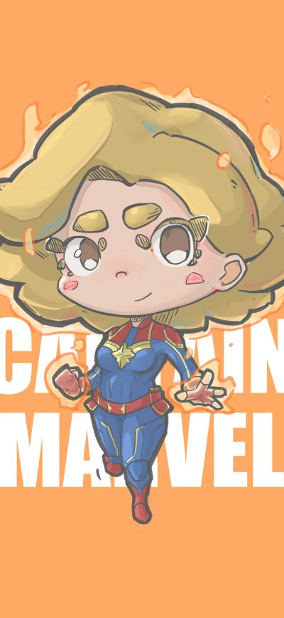 Fond d'écran iPhone Captain Marvel Minimal Chibbi 4k