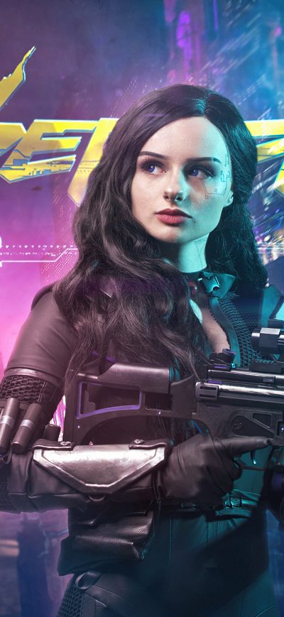 Fond d'écran iPhone Cyberpunk 2077 X Witcher 3 Cosplay 4k