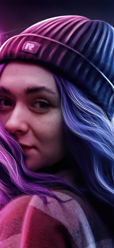 Fond d'écran iPhone Cyber Girl Hat Winter 4k