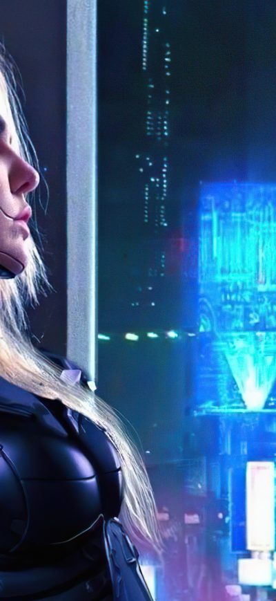 Fond d'écran iPhone Cyborg Girl Wall Standing 4k