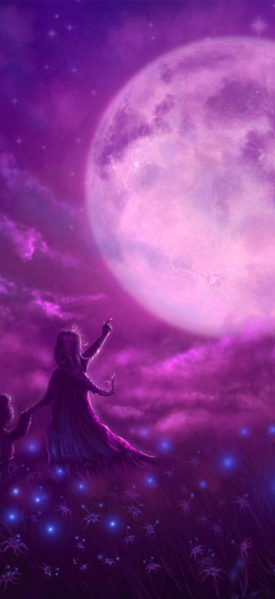 Fond d'écran iPhone Pink Moon Teddy Bear Artwork